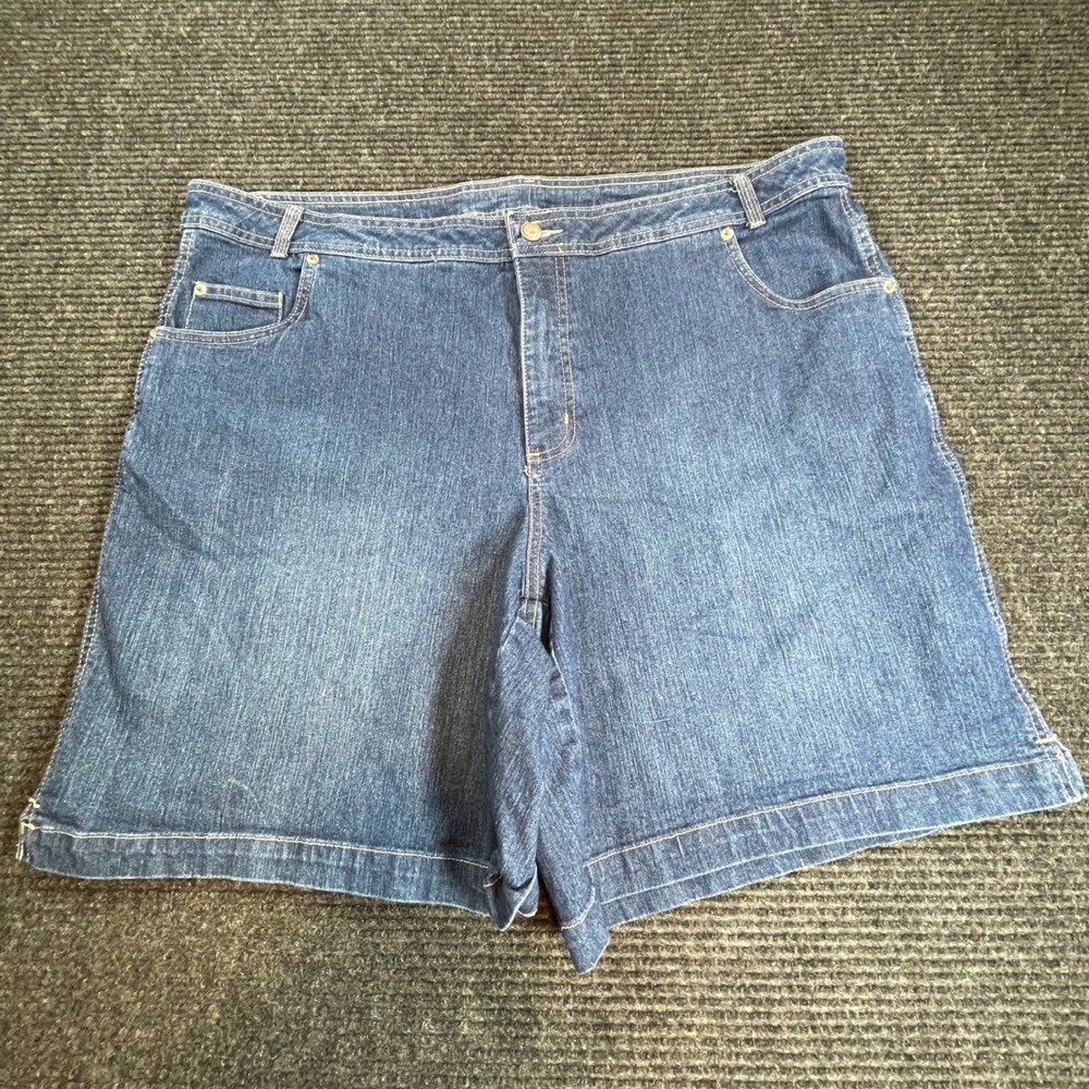 Just My Size Womens 22W Dark Wash Denim Shorts Stretch Bermuda JM1119 Blue